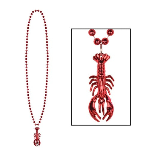 Bead necklace with crayfish pendant